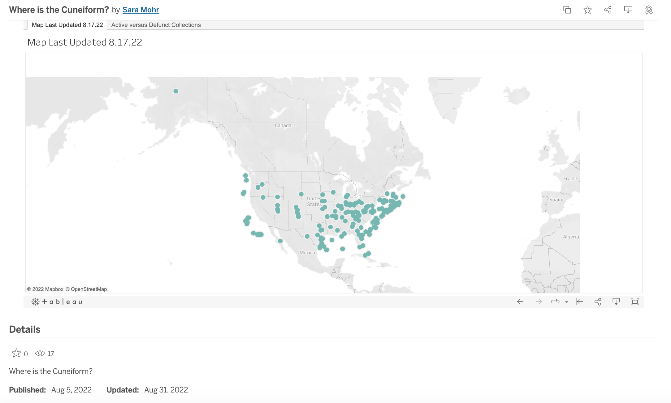 "Where is the Cuneiform" map by Sara Mohr via Tableau