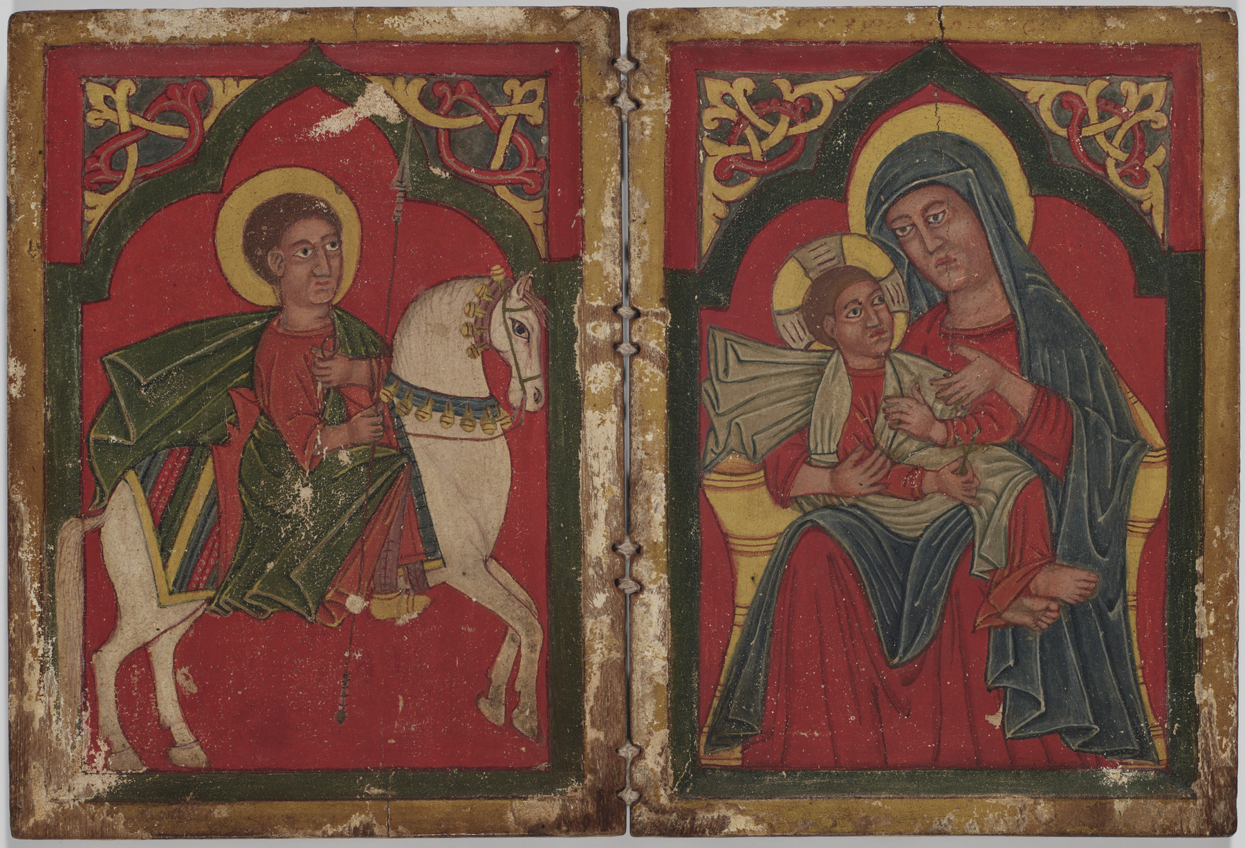 Image for Diptych Icon with Saint George, and Mary and the Infant Christ