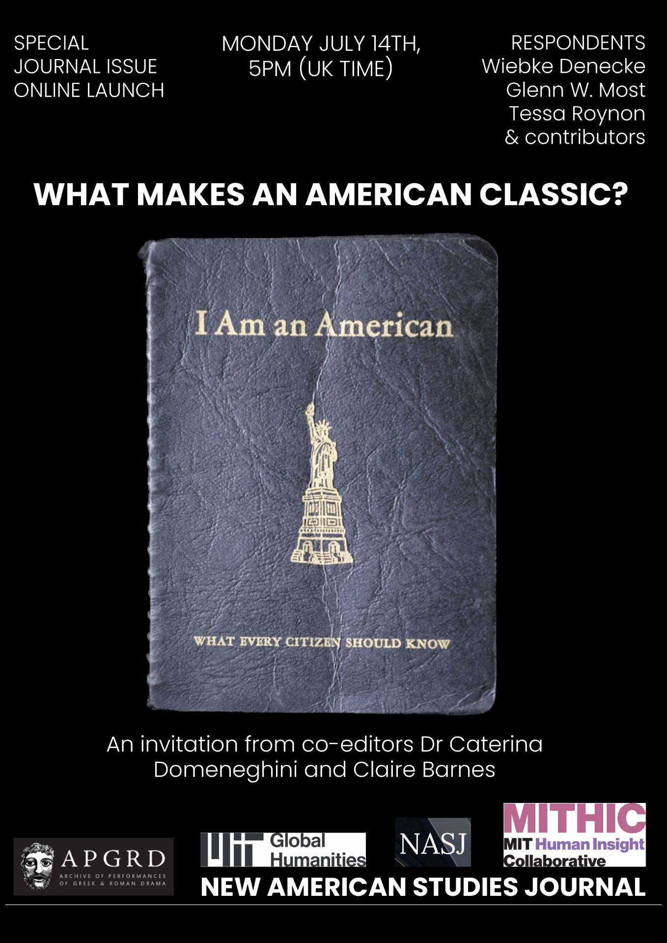 July 14, 2025 @ 12 pm (EDT) | What Makes an American Classic? (Online Journal Launch)