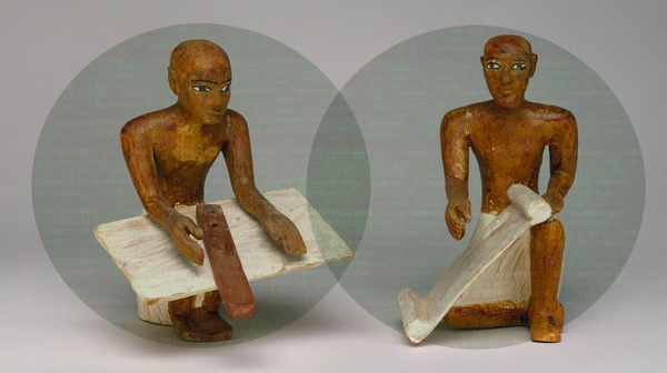 Unknown Artisan, "Model of a Granary with Scribes," Middle Kingdom, ca. 1981–1975 BCE, Thebes, Southern Asasif, Tomb of Meketre